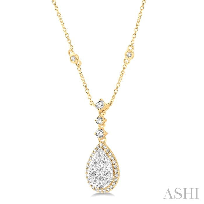ASHI Pear Shape Halo Lovebright Diamond Necklace 99421PPFGNKYW