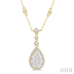 ASHI Pear Shape Halo Lovebright Diamond Necklace 99421PPFGNKYW