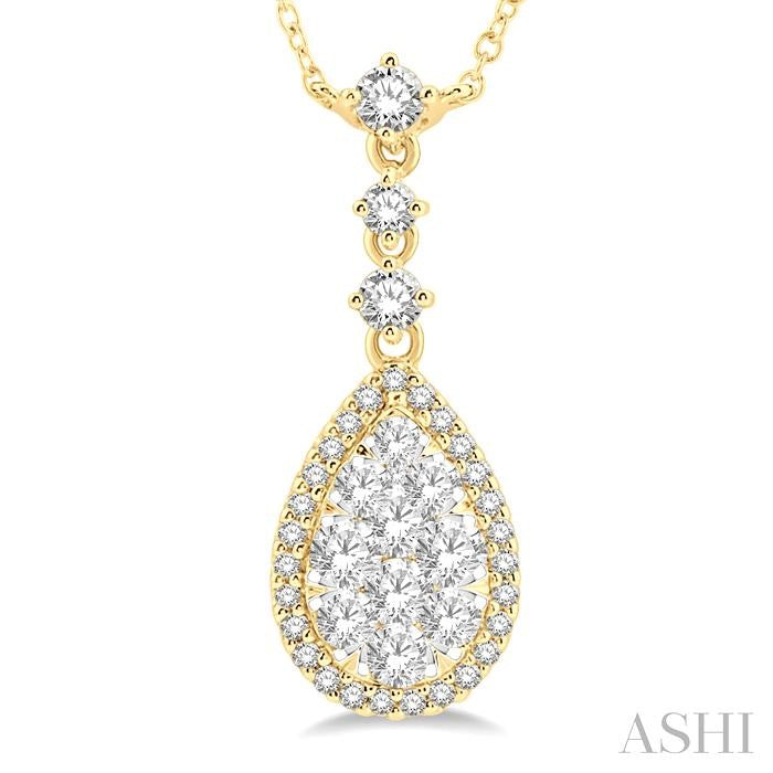 ASHI Pear Shape Halo Lovebright Diamond Necklace 99421PPFGNKYW