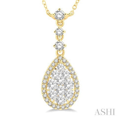 ASHI Pear Shape Halo Lovebright Diamond Necklace 99421PPFGNKYW
