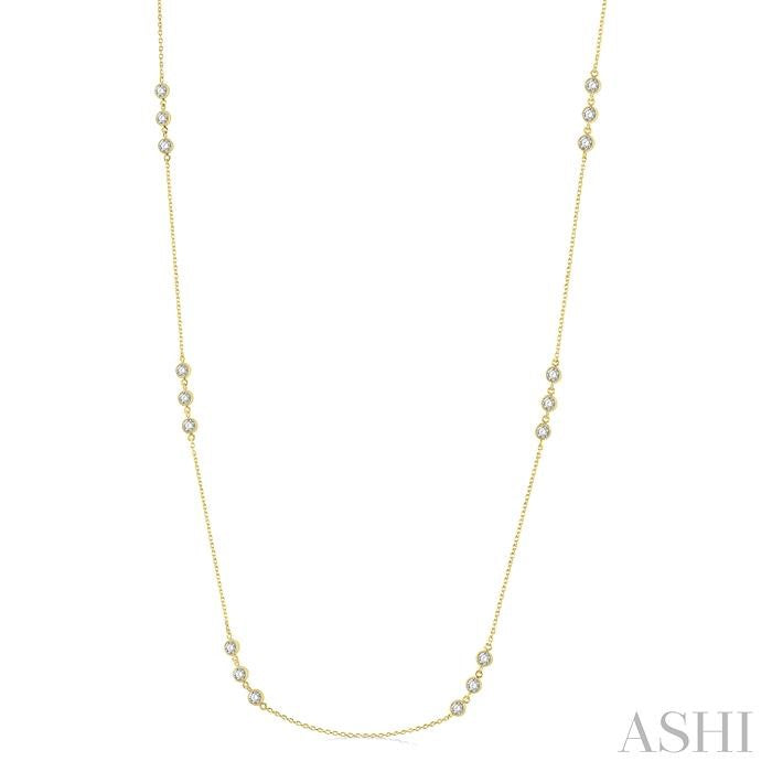 ASHI 3 Stone Diamond Station Necklace 994C1PPFGNKYG