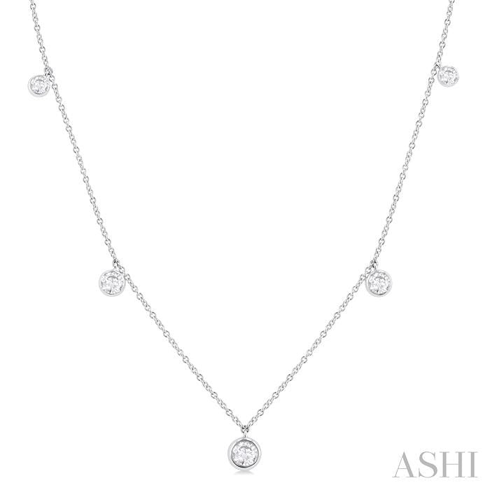 ASHI Round Shape Diamond Station Necklace 994E1PPFGNKWG