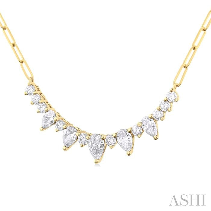 ASHI Paperclip Graduated Diamond Smile Necklace 994V1PPFGNKYG