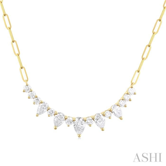 ASHI Paperclip Graduated Diamond Smile Necklace 994V1PPFGNKYG