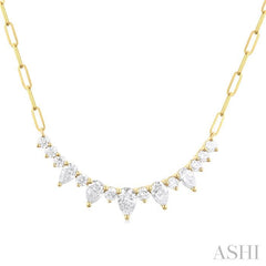 ASHI Paperclip Graduated Diamond Smile Necklace 994V1PPFGNKYG
