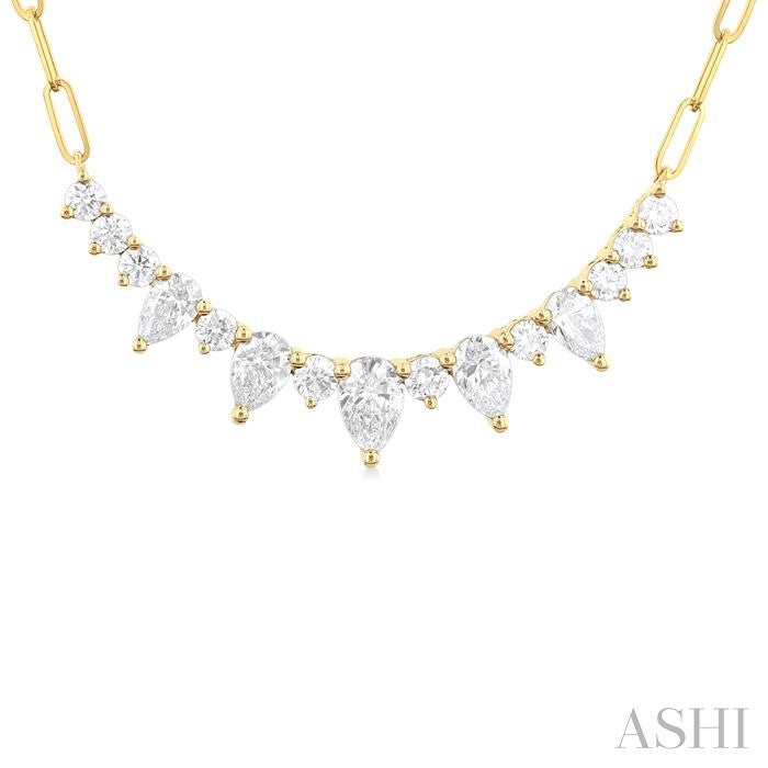 ASHI Paperclip Graduated Diamond Smile Necklace 994V1PPFGNKYG