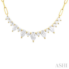 ASHI Paperclip Graduated Diamond Smile Necklace 994V1PPFGNKYG
