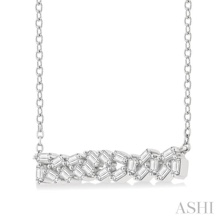 ASHI Scatter Baguette Diamond Fashion Necklace 99500PPFHNKWG