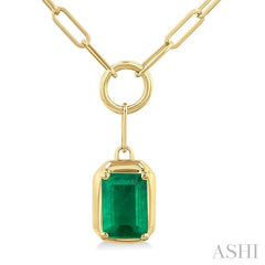 ASHI Emerald Shape Paperclip Gemstone Pendant 99520PPF@NKEMYG-OC