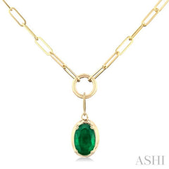 ASHI Oval Shape Paperclip Gemstone Pendant 99520PPT@NKEMYG-OV