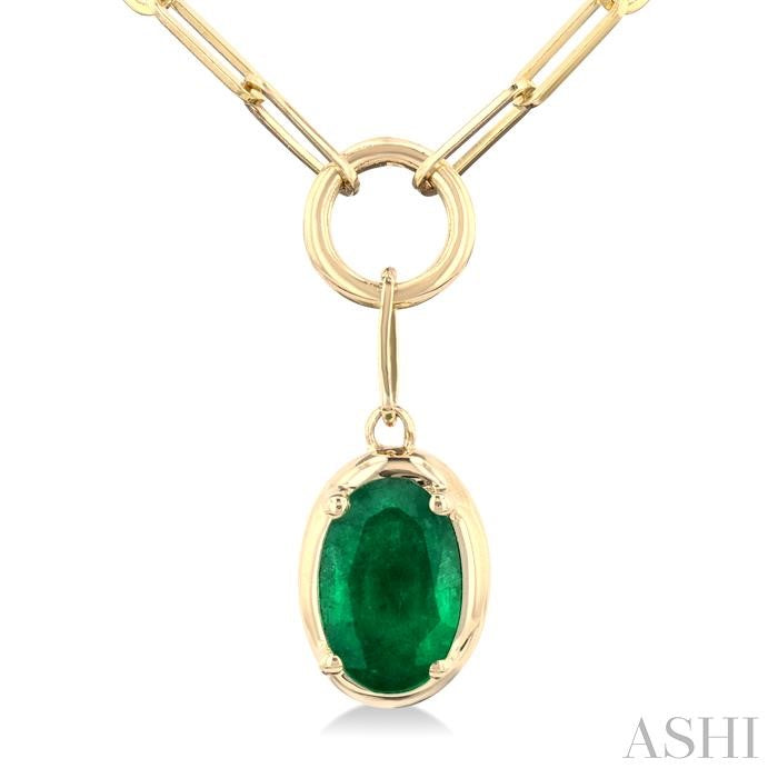 ASHI Oval Shape Paperclip Gemstone Pendant 99520PPT@NKEMYG-OV