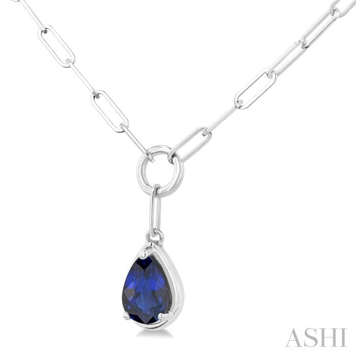 ASHI Pear Shape Paperclip Gemstone Pendant 99520PPT@NKSPWG-PR
