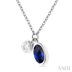 ASHI Oval Shape Bezel Set Gemstone & Diamond Pendant 99530PPTGNKSPWG-OV