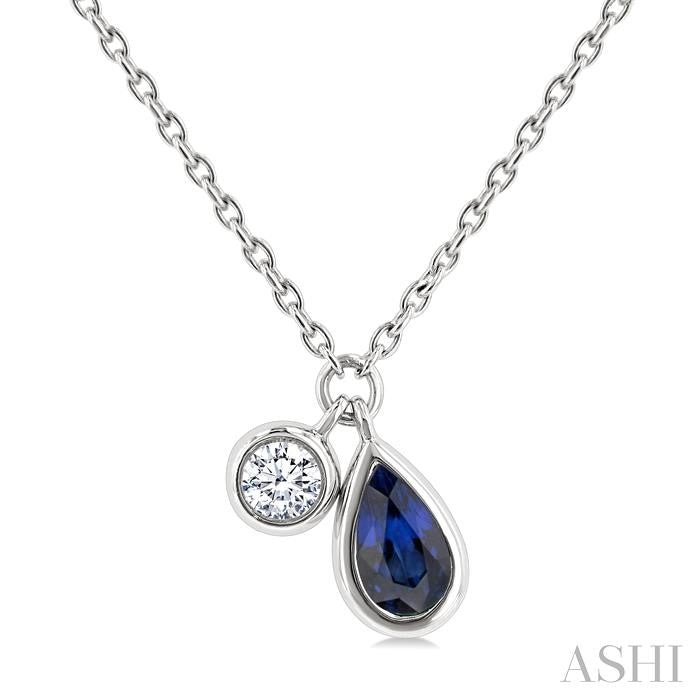 ASHI Pear Shape Bezel Set Gemstone & Diamond Pendant 99530PPTGNKSPWG-PR