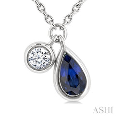 ASHI Pear Shape Bezel Set Gemstone & Diamond Pendant 99530PPTGNKSPWG-PR