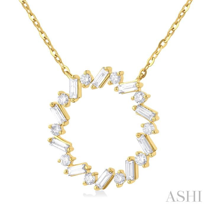 ASHI Circle Scatter Baguette Diamond Pendant 9956HPPTGNKYG