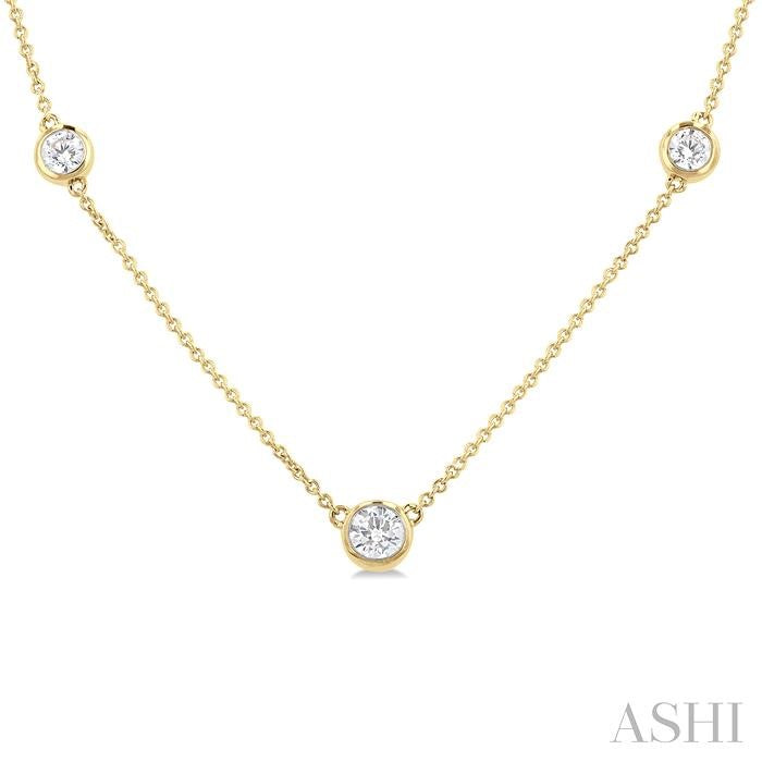 ASHI Bezel Set Graduated Diamond Station Necklace 995D1PPFGNKYG