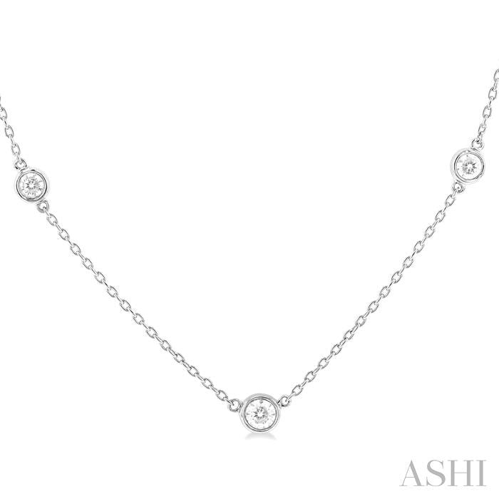 ASHI Bezel Set Graduated Diamond Station Necklace 995DHPPFGNKWG