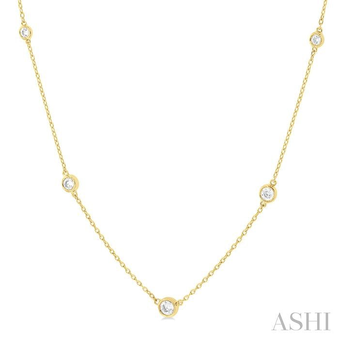 ASHI Bezel Set Graduated Diamond Station Necklace 995DHPPFGNKYG