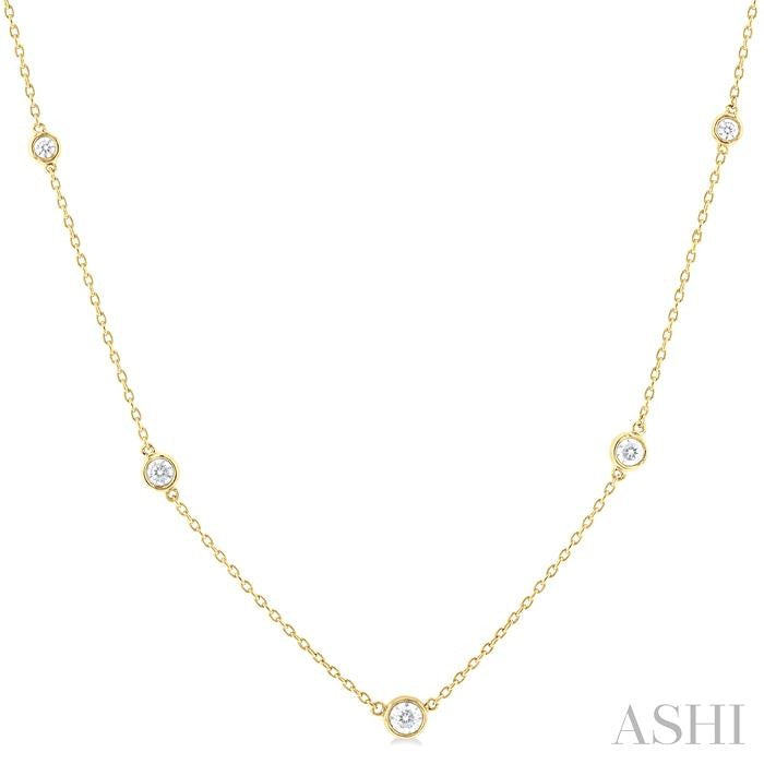ASHI Bezel Set Graduated Diamond Station Necklace 995DHPPFGNKYG