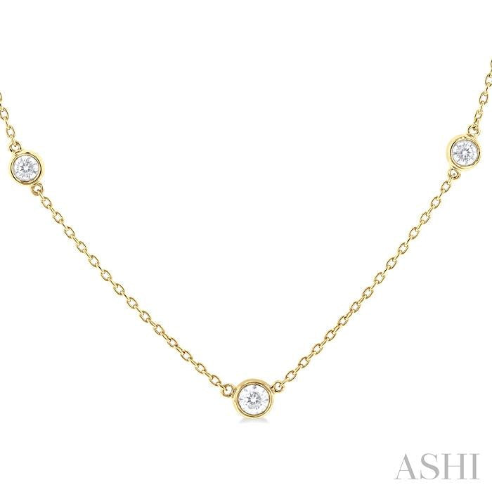 ASHI Bezel Set Graduated Diamond Station Necklace 995DHPPFGNKYG