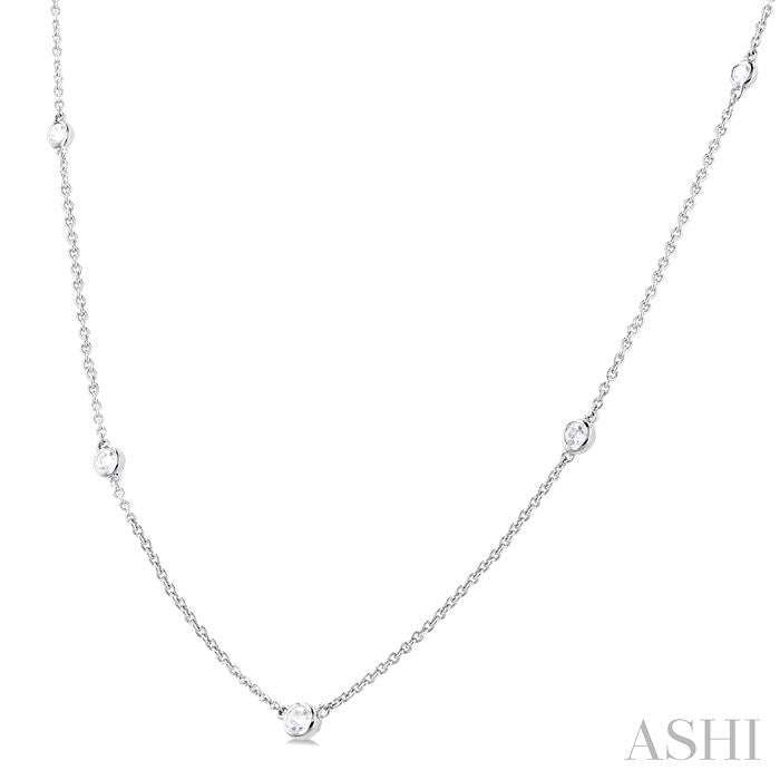 ASHI Bezel Set Graduated Diamond Station Necklace 995DQPPFGNKWG
