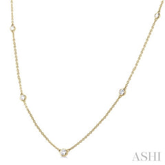 ASHI Bezel Set Graduated Diamond Station Necklace 995DQPPFGNKYG