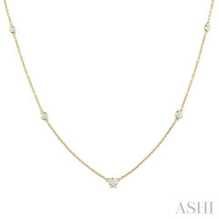 ASHI Bezel Set Graduated Diamond Station Necklace 995DQPPFGNKYG