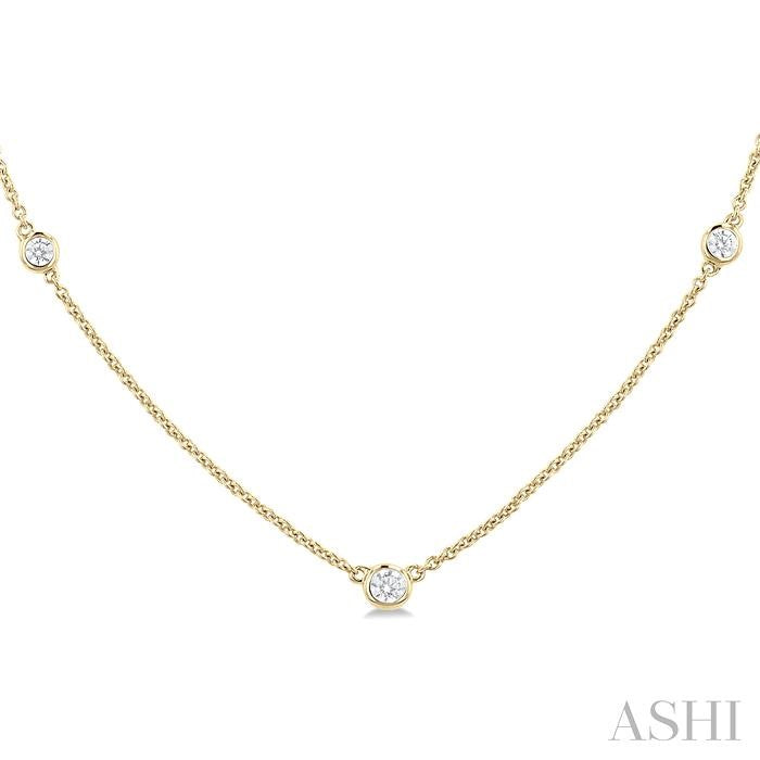 ASHI Bezel Set Graduated Diamond Station Necklace 995DQPPFGNKYG