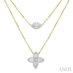 ASHI Floral Layered Diamond Necklace 995QHPPFGNKYG