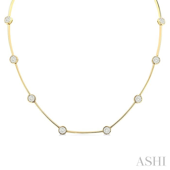 ASHI Round Shape Bar Link Lovebright Diamond Necklace 995V1PPFGNKYW-1.50