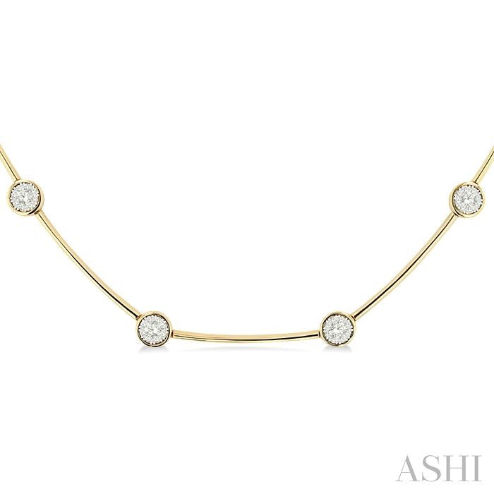 ASHI Round Shape Bar Link Lovebright Diamond Necklace 995V1PPFGNKYW-1.50