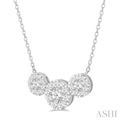 ASHI Round Shape Past Present & Future Lovebright Essential Diamond Necklace 99622PPFGNKWG