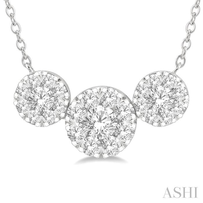 ASHI Round Shape Past Present & Future Lovebright Essential Diamond Necklace 99622PPFGNKWG