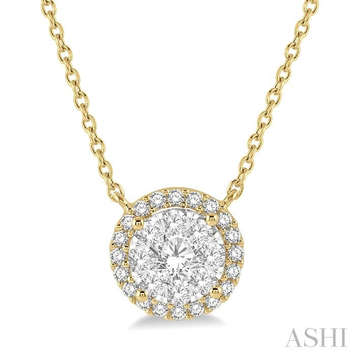 ASHI Round Shape Halo Lovebright Essential Diamond Pendant 9965HPPFGNKYW