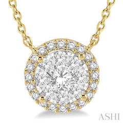 ASHI Round Shape Halo Lovebright Essential Diamond Pendant 9965HPPFGNKYW