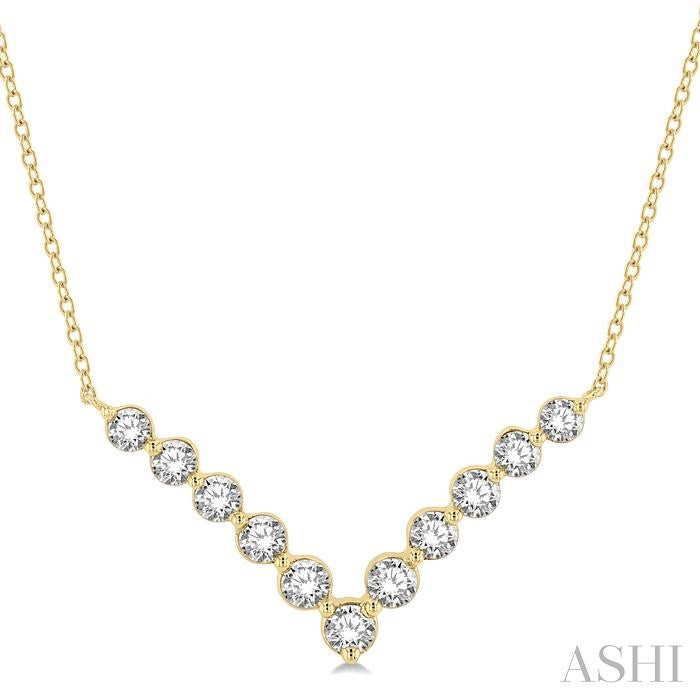 ASHI Chevron Diamond Necklace 996J1PPFGNKYG