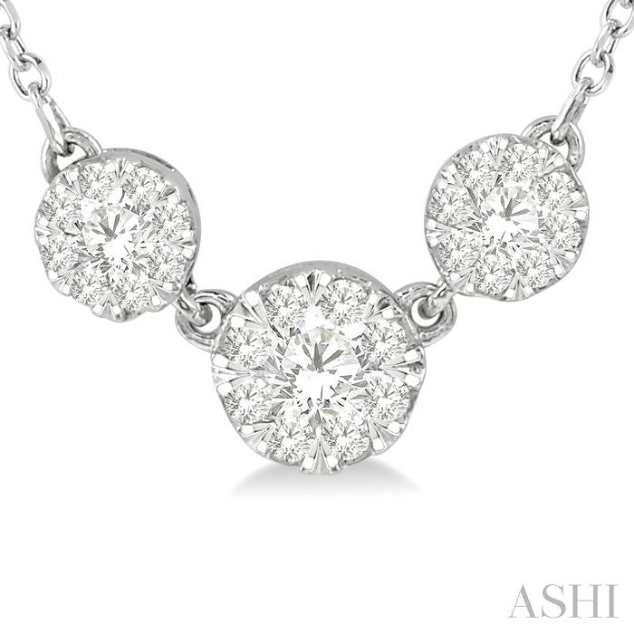 ASHI Round Shape Past Present & Future Lovebright Essential Diamond Necklace 9972UPPFGNKWG