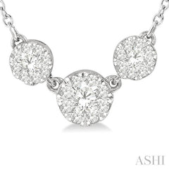 ASHI Round Shape Past Present & Future Lovebright Essential Diamond Necklace 9972UPPFGNKWG