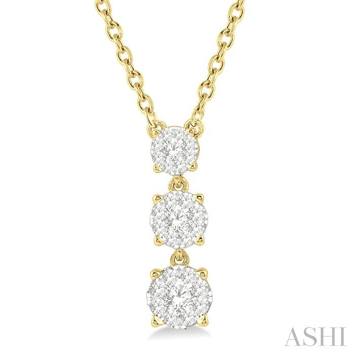 ASHI Round Shape Past Present & Future Lovebright Diamond Pendant 9973UPPFGNKYG