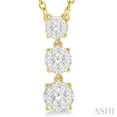 ASHI Round Shape Past Present & Future Lovebright Diamond Pendant 9973UPPFGNKYG