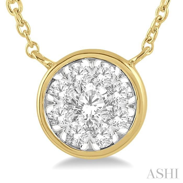 ASHI Round Shape Bezel Set Lovebright Essential Diamond Pendant 9977HPPFGNKYW