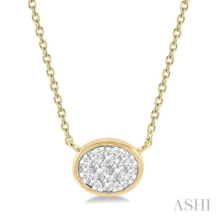 ASHI Oval Shape East-West Bezel Set Lovebright Essential Diamond Pendant 99780PPFGNKYW