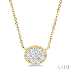 ASHI Oval Shape East-West Bezel Set Lovebright Essential Diamond Pendant 99780PPFGNKYW