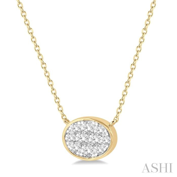 ASHI Oval Shape East-West Bezel Set Lovebright Essential Diamond Pendant 9978UPPFGNKYW