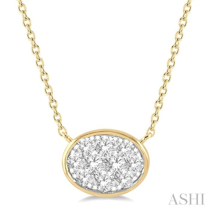 ASHI Oval Shape East-West Bezel Set Lovebright Essential Diamond Pendant 9978UPPFGNKYW