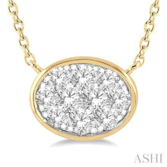 ASHI Oval Shape East-West Bezel Set Lovebright Essential Diamond Pendant 9978UPPFGNKYW