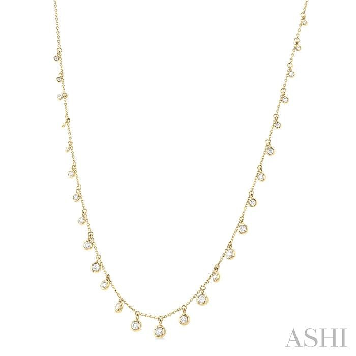 ASHI Bezel Set Diamond Station Necklace 997DHPPFGNKYG
