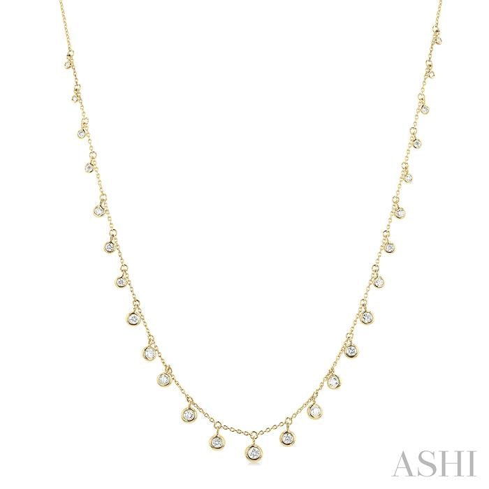 ASHI Bezel Set Diamond Station Necklace 997DHPPFGNKYG