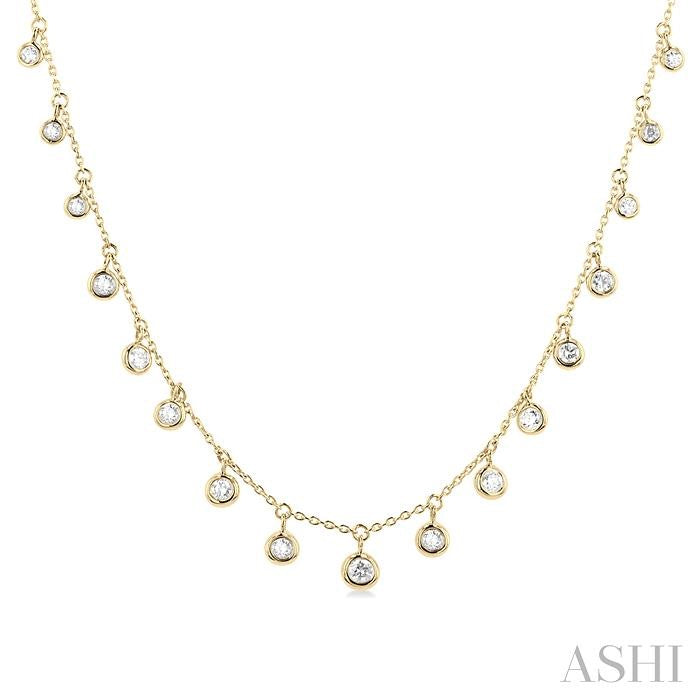 ASHI Bezel Set Diamond Station Necklace 997DHPPFGNKYG